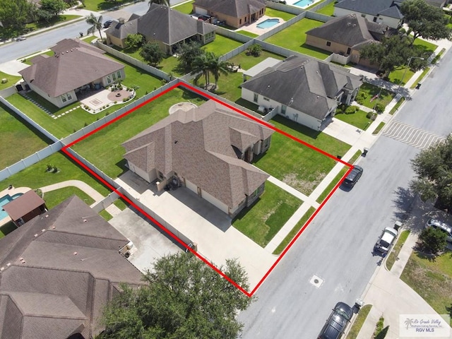 5706 Spicewood, Harlingen, TX 78552 - aerial perspective of suburban area featuring property parcel outlined