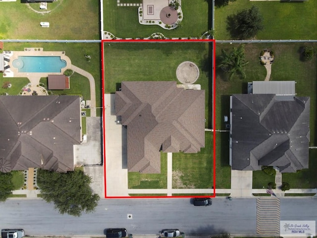 5706 Spicewood, Harlingen, TX 78552 - aerial view of property's location with property boundaries highlighted and a pool