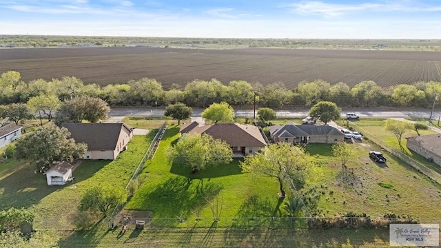 aerial view featuring a rural view