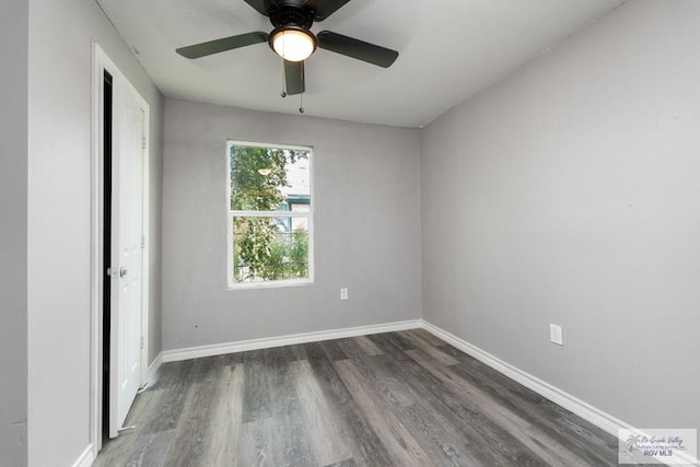 136 Garden St, Brownsville, TX 78520 - unfurnished bedroom featuring wood finished floors, baseboards, and a ceiling fan