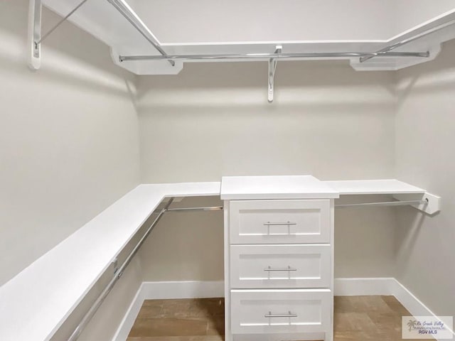 spacious closet featuring wood finished floors