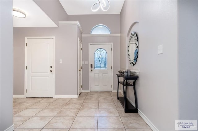 foyer with light tile patterned floors