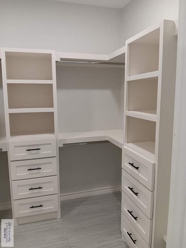 spacious closet featuring light wood-type flooring