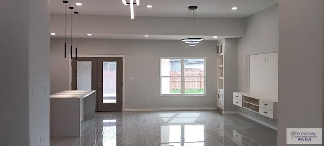 interior space featuring dark hardwood / wood-style flooring and french doors