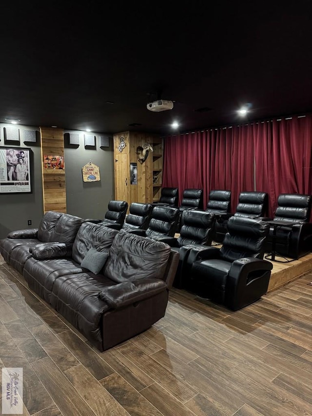 cinema with wood-type flooring