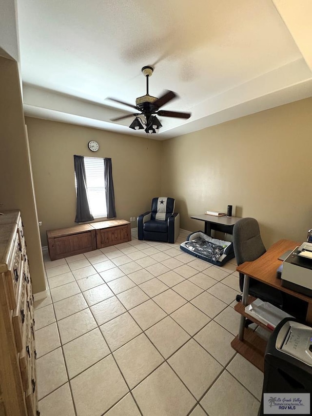 6020 Rusty Nail Dr, Brownsville, TX 78526 - office area featuring light tile patterned floors and a ceiling fan