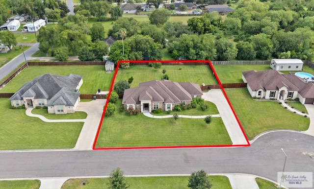 8005 King Sago Ct, Harlingen, TX 78552 - aerial view of residential area with property boundaries highlighted