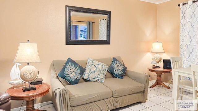 view of tiled living room