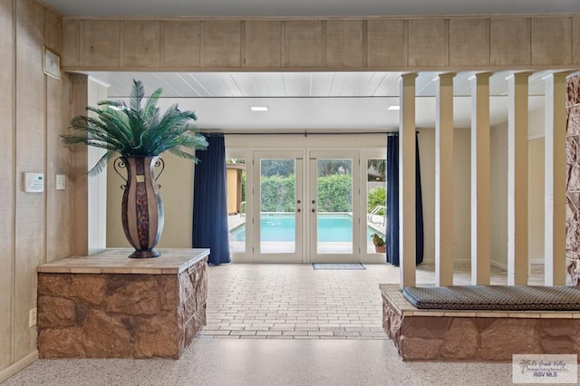 509 Lake Dr, Harlingen, TX 78550 - foyer entrance with french doors and speckle patterned floor