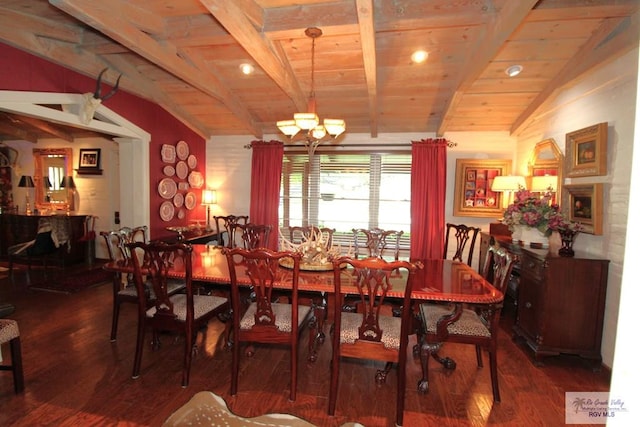 1914 S Parkwood Dr, Harlingen, TX 78550 - dining space featuring wood ceiling, wood finished floors, and a chandelier