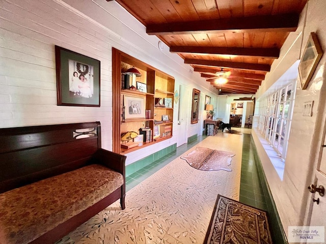 1914 S Parkwood Dr, Harlingen, TX 78550 - hallway featuring a wooden ceiling with exposed beams