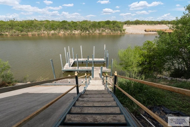 view of dock featuring a water view