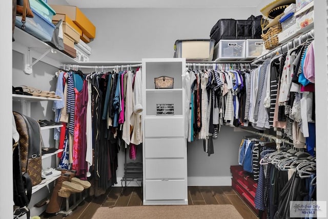 spacious closet featuring wood tiled floor