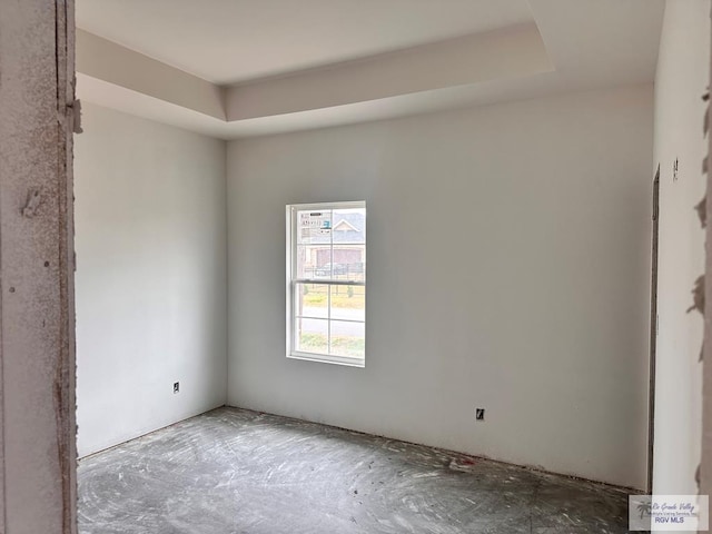 spare room featuring a tray ceiling