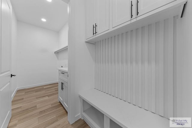 mudroom with light wood-type flooring