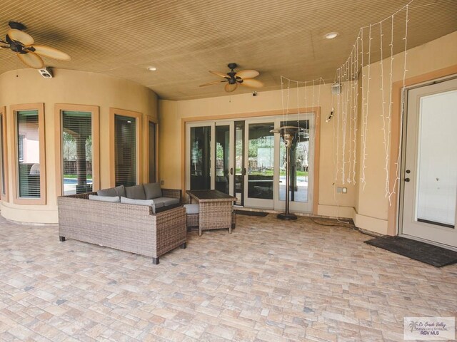 100 Paloma St, San Benito, TX 78586 - view of patio / terrace with an outdoor hangout area and ceiling fan
