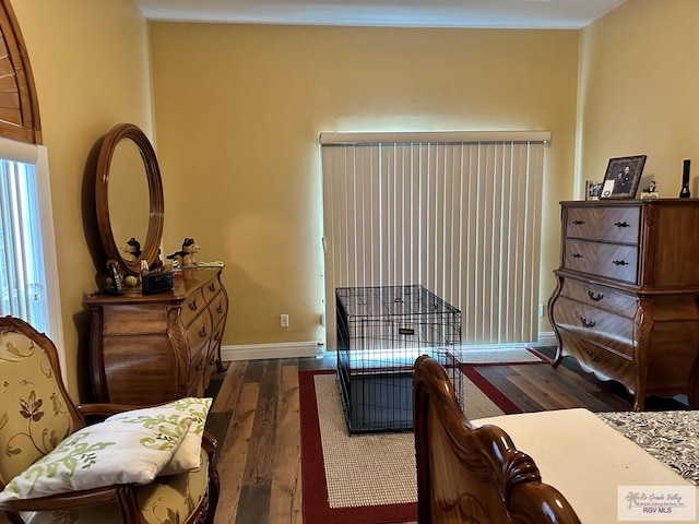 bedroom featuring dark wood-type flooring