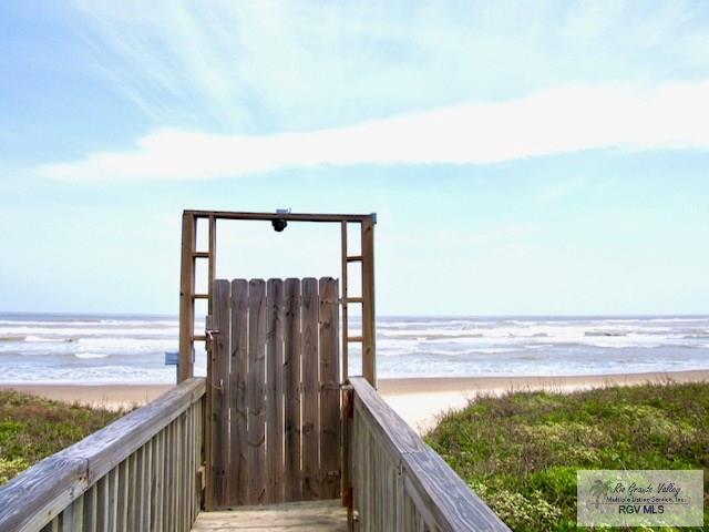 view of community featuring a water view and a view of the beach