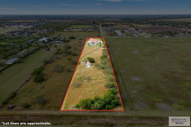 aerial view with a rural view