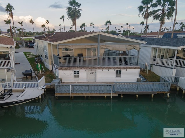 exterior space featuring a water view