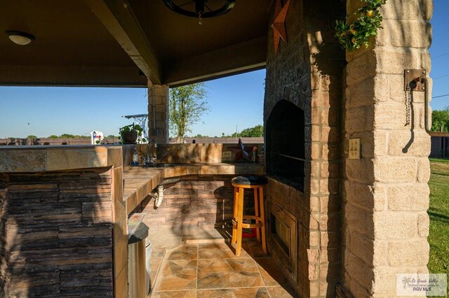 view of patio featuring sink