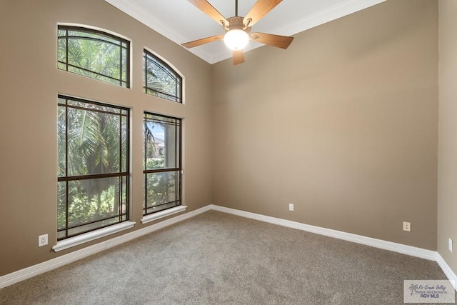 5302 Remington Dr, Harlingen, TX 78552 - carpeted spare room featuring a ceiling fan and crown molding