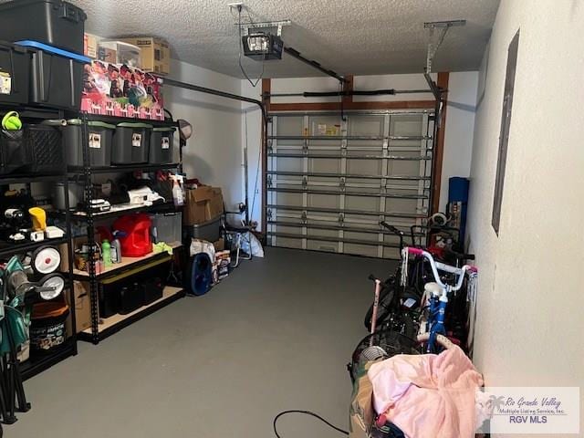 garage with a garage door opener