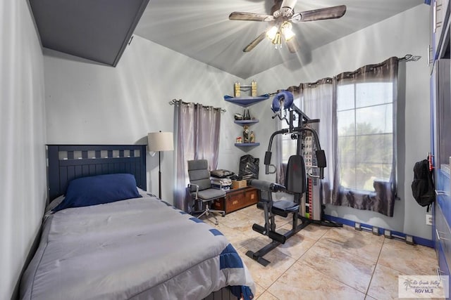 bedroom featuring ceiling fan