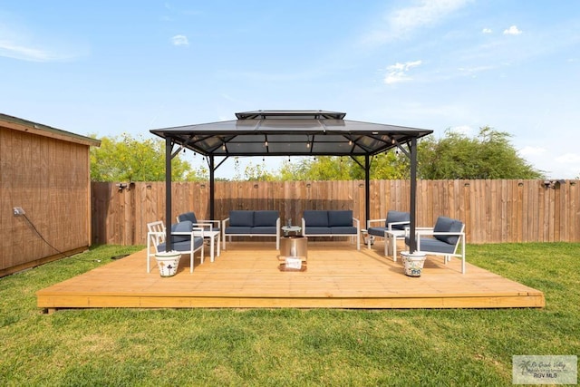 9073 New Orleans Ct, Los Fresnos, TX 78566 - deck with a gazebo and an outdoor living space