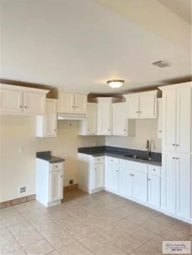 420 J R Becerra Ave, Progreso, TX 78596 - kitchen featuring a sink, dark countertops, white cabinetry, and baseboards