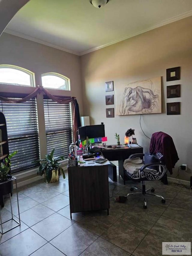 2104 Tomatillo Dr, Weslaco, TX 78596 - tiled office space featuring ornamental molding