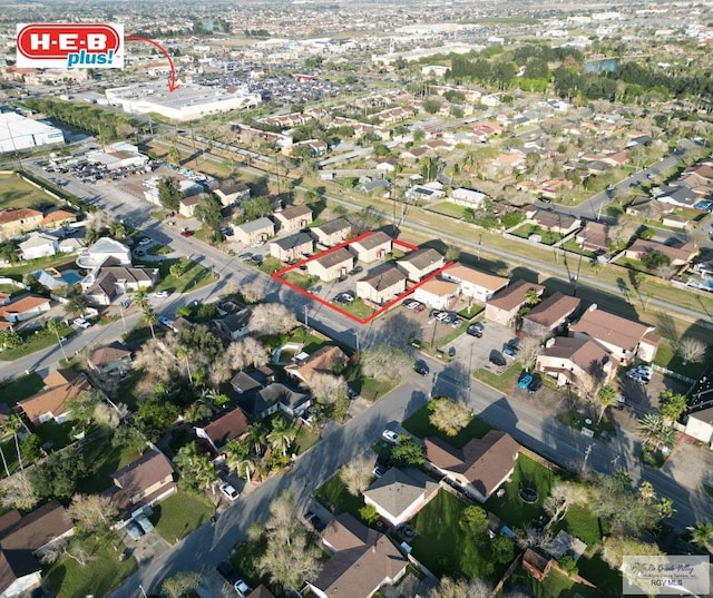 aerial view featuring a residential view