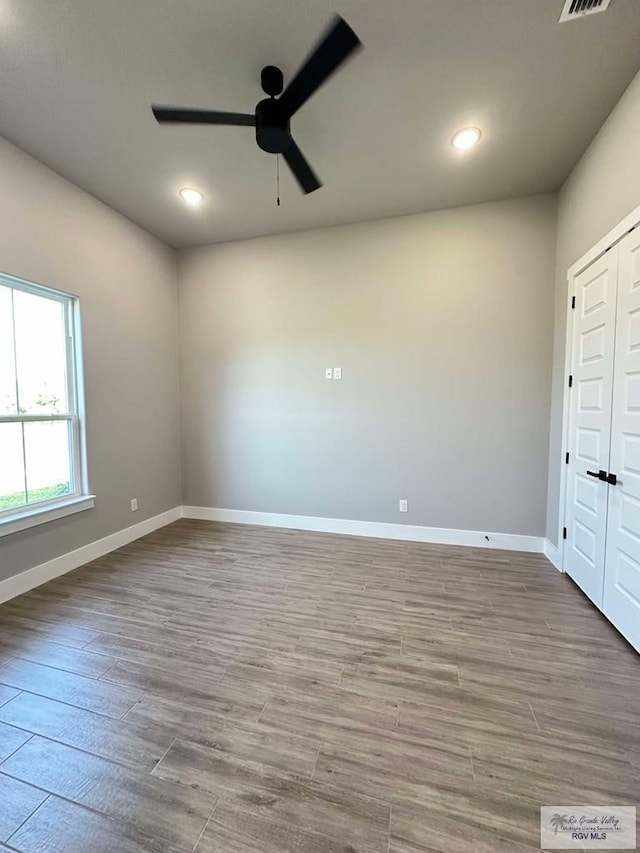 3414 Bryan Dr, Harlingen, TX 78550 - interior space with recessed lighting, baseboards, a ceiling fan, and wood finished floors