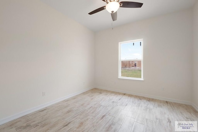 9817 Heights N, Harlingen, TX 78552 - unfurnished room with a ceiling fan, light wood-type flooring, and baseboards