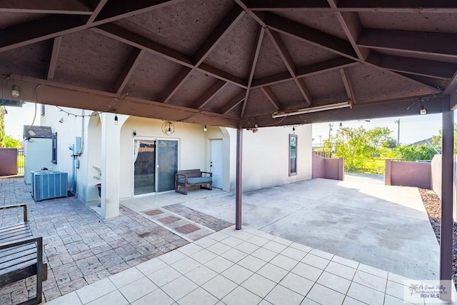 view of patio featuring a gazebo and cooling unit