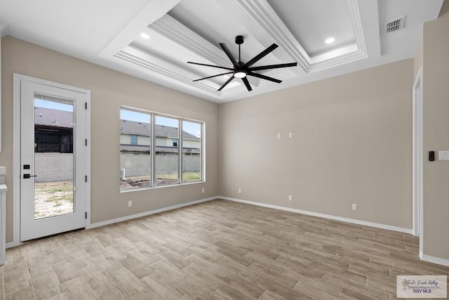 5112 Blackhawk Ave, Rio Grande City, TX 78582 - spare room featuring recessed lighting, baseboards, ceiling fan, visible vents, and light wood-type flooring
