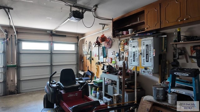 garage with a garage door opener