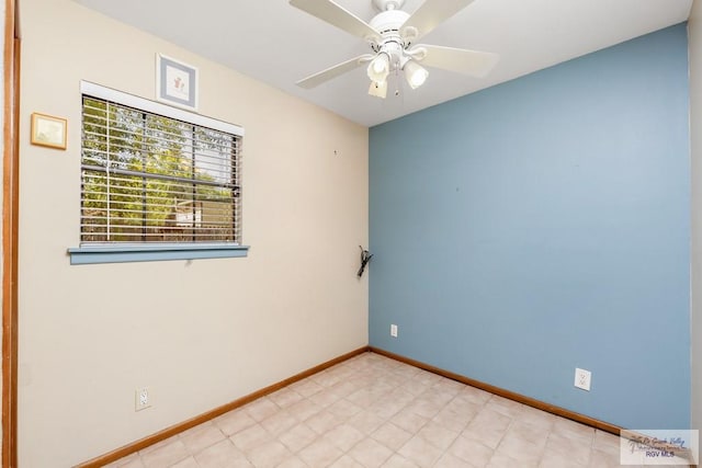 spare room featuring ceiling fan