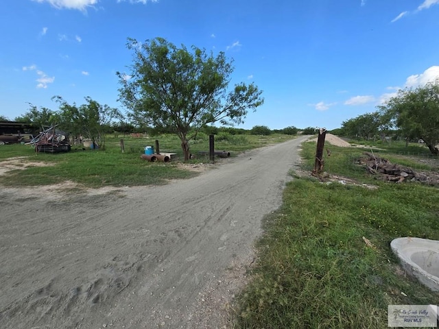 view of road with a rural view