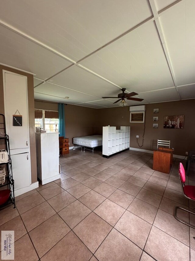 2326 Rio Hondo Rd, Harlingen, TX 78550 - unfurnished living room featuring tile patterned floors and a ceiling fan