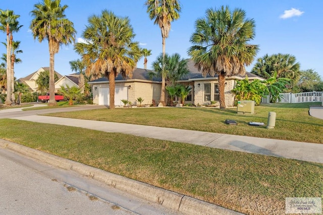 view of front of home with a garage and a front yard