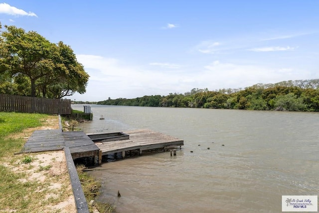 view of dock featuring a water view