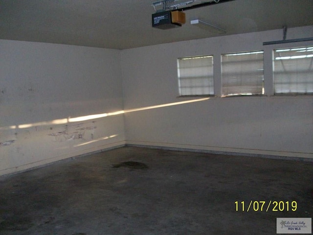 garage with a garage door opener