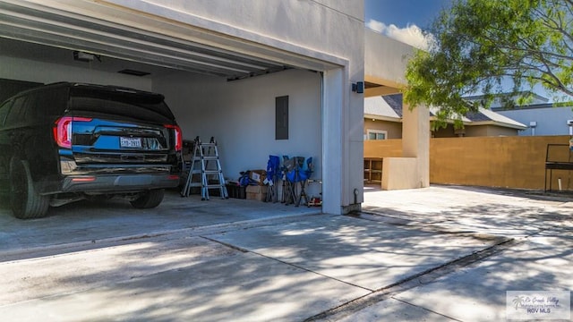 garage with electric panel