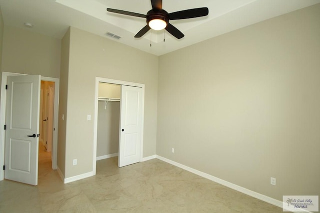 814 Knotty Pine Ln, Harlingen, TX 78552 - unfurnished bedroom featuring a closet and ceiling fan