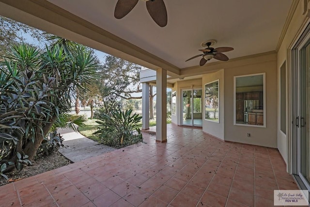 view of patio / terrace featuring ceiling fan