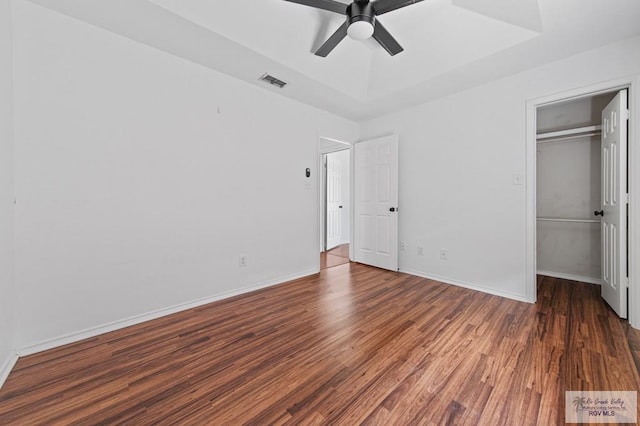 4217 W Ithaca Ave, Mcallen, TX 78501 - unfurnished bedroom with wood finished floors, a closet, baseboards, and ceiling fan