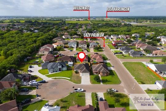 18186 King Palm Dr, Harlingen, TX 78552 - aerial view of property's location with nearby suburban area