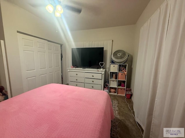 bedroom with a closet and ceiling fan