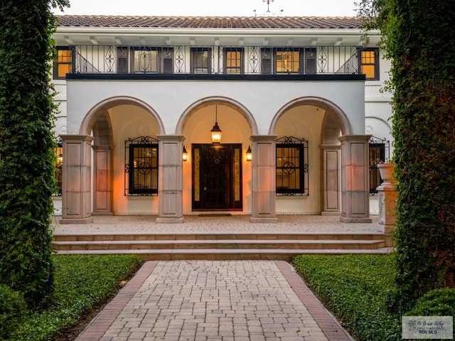 exterior space with a balcony